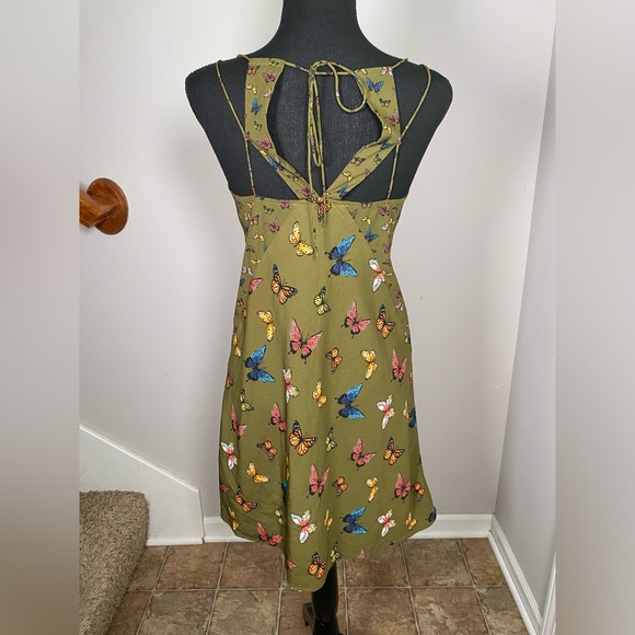 Women’s XS Abercrombie & Fitch Olive Green Butterfly Strappy Mini Dress - Picture 5 of 10